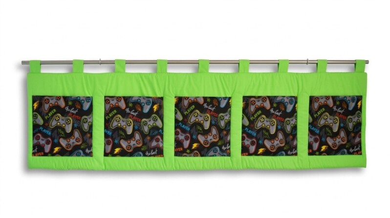 Velký kapsář na zeď 200x50 cm herní motiv na zelené